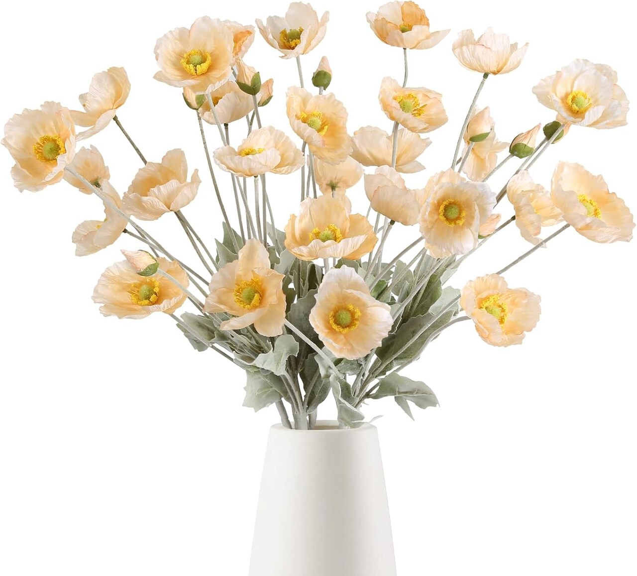 8PCS Artificial Champagne Poppy Flowers – Silk Fake Poppies for Wedding, Party, & Table Centerpiece Decor